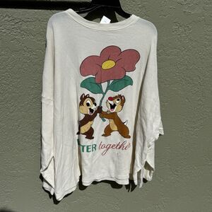 Disney Womens Sweater 3XL Chipmunks 31” Width 25” Length 3/4 Sleeve 100 Cotton